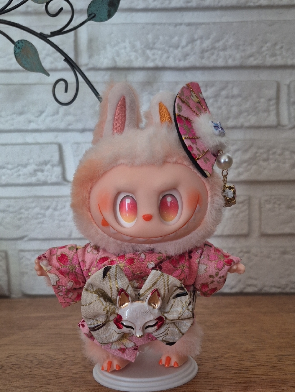 Handmade Kitsune Silk Kimono for Labubus